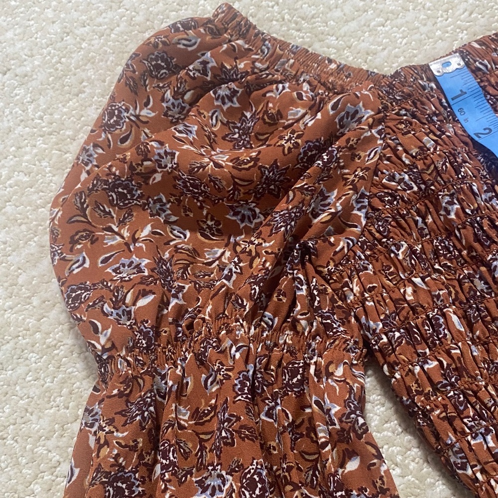I.N. San Francisco Floral Smocked Top in Brown - Picture 14 of 15